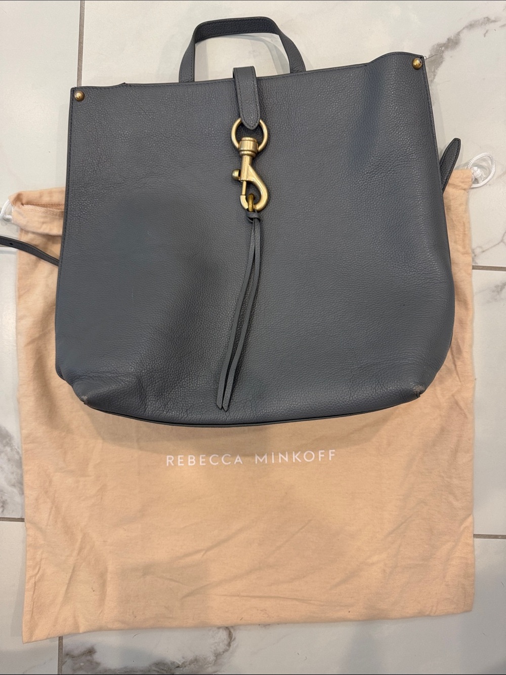 Rebecca Minkoff Black Leather Backpack Tote with Signature Hook Detail